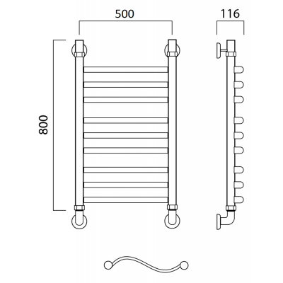 Полотенцесушитель водяной Роснерж Волна L101010 80x50 групповой